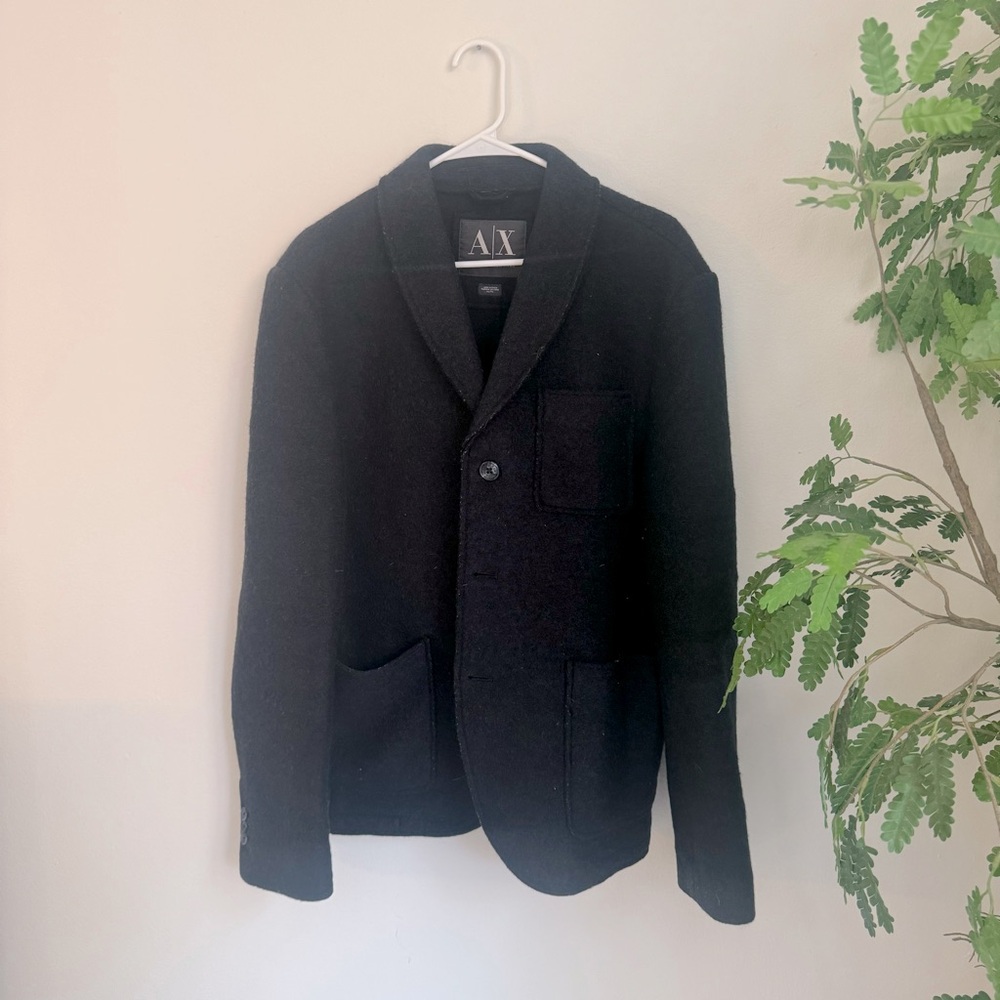 $310 Armani Exchange Men’s Navy Blue Wool Button Front Shacket